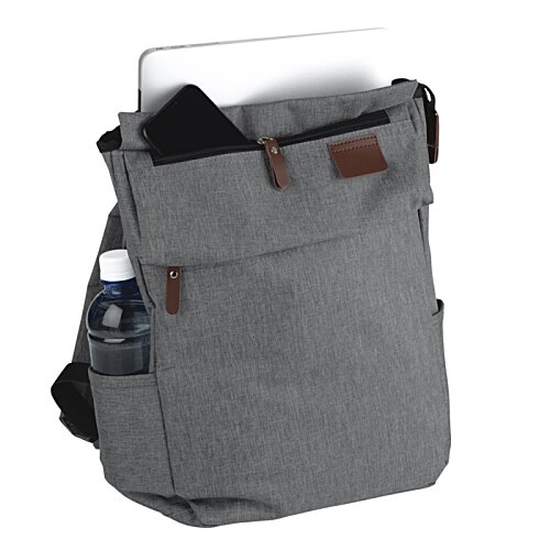 Additional Image 2 - a grey backpack with a brown strap