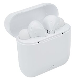 Additional Image 1 - a white wireless earbuds in a white case
