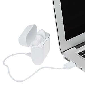 Additional Image 4 - a white earbuds connected to a laptop