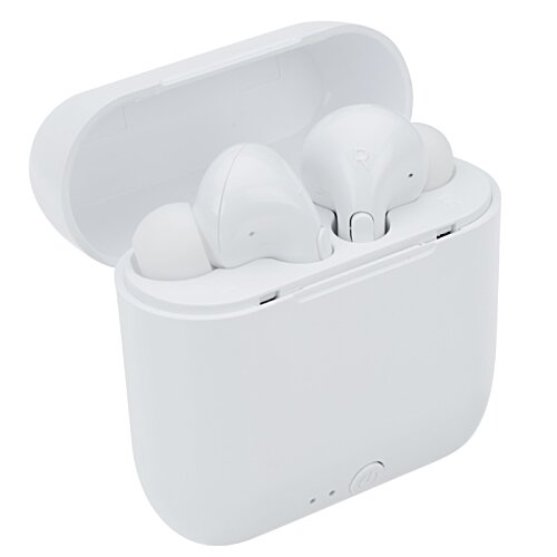 Additional Image 1 - a white wireless earbuds in a white case