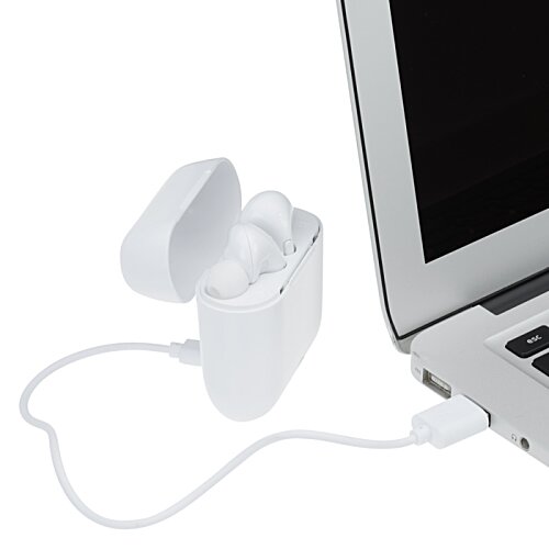 Additional Image 4 - a white earbuds connected to a laptop