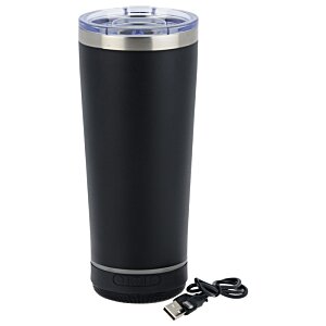 Additional Image 1 - a black tumbler with a blue lid