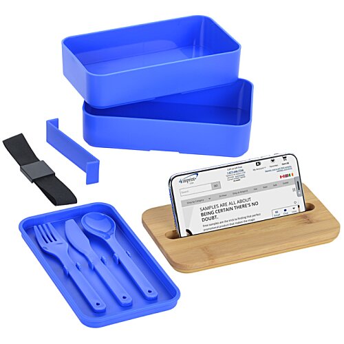 Additional Image 2 - a blue plastic box with a white label in it