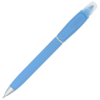 a blue pen with a white cap