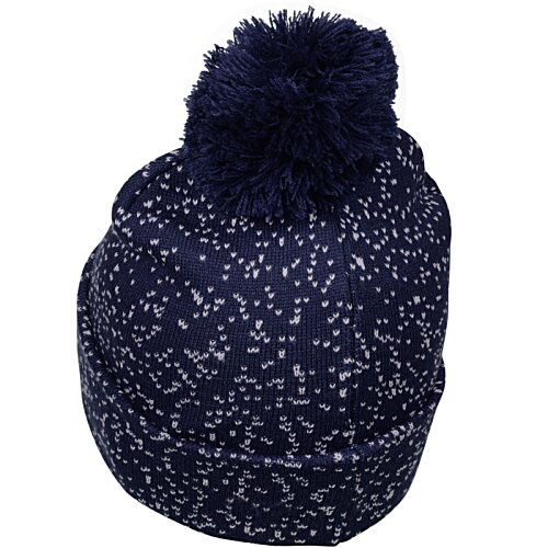 Additional Image 1 - a black knitted hat with a pom