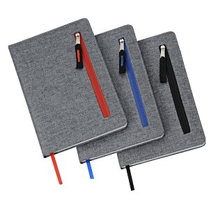 Additional Image 4 - a group of grey notebooks with a pen clip