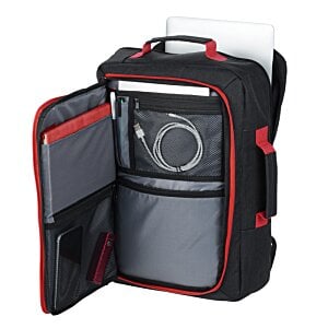 Additional Image 2 - a black and red bag with a speaker inside