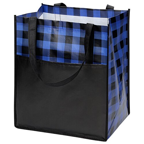 Additional Image 1 - a blue and black checkered bag