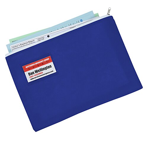 Additional Image 1 - a blue file folder with a red label