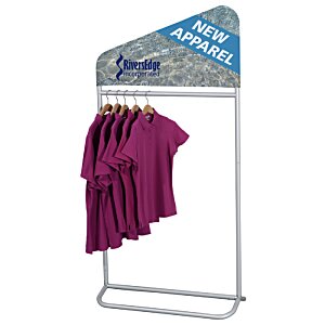 Additional Image 1 - a display rack with purple shirts