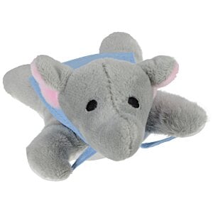 Additional Image 1 - a grey stuffed animal with a blue strap