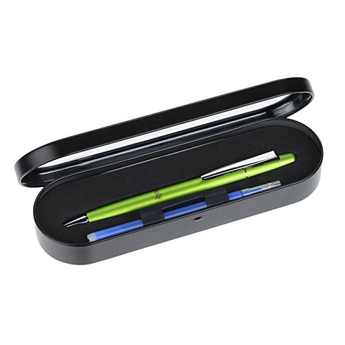 Additional Image 3 - a black rectangular object with a green and blue stripe