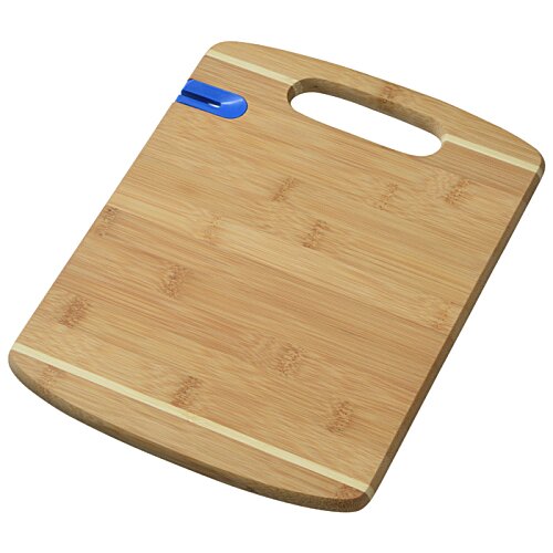Additional Image 1 - a wooden cutting board with a blue handle