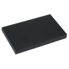 a black rectangular object on a white background
