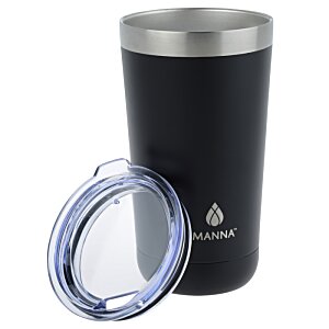 Additional Image 1 - a black and silver tumbler with a lid