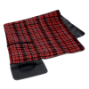 a red and black plaid blanket