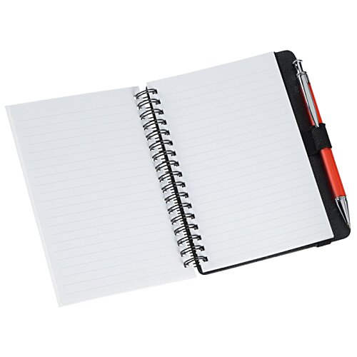 Additional Image 2 - a white notebook with a red and black cover