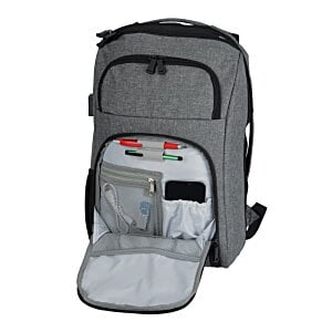 Additional Image 3 - a grey backpack with a pocket open