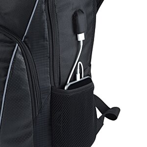 Additional Image 3 - a black backpack with a black object in the pocket