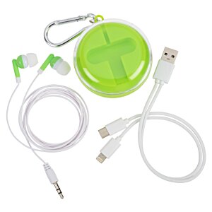 Additional Image 1 - a green and white corded headphones
