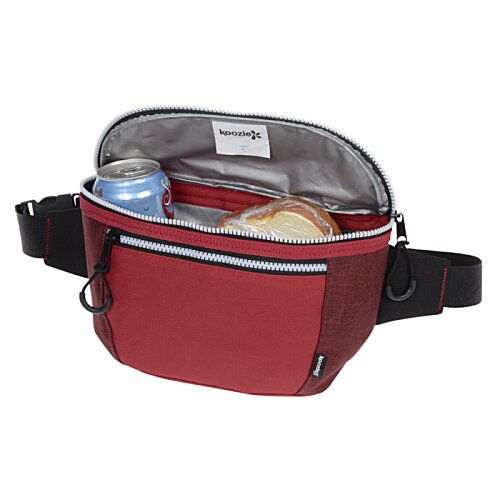 Additional Image 2 - a red waist bag with a bottle of water and a bottle of water