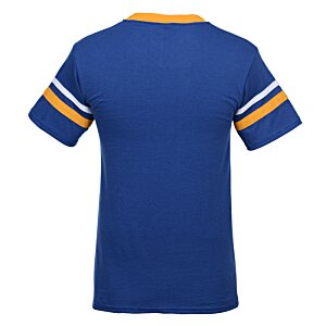 Additional Image 1 - a blue shirt with yellow stripes