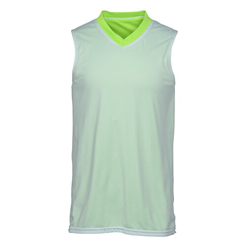 Additional Image 3 - a white and green sleeveless shirt