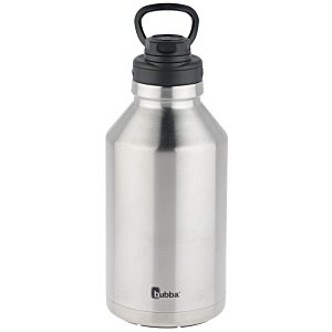 Additional Image 1 - a silver water bottle with a black lid