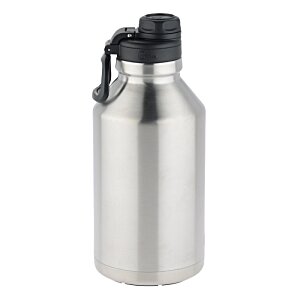 Additional Image 2 - a silver water bottle with a black lid