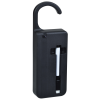 a black door handle with a silver handle