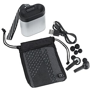 Additional Image 2 - a black and silver earbuds and a black case