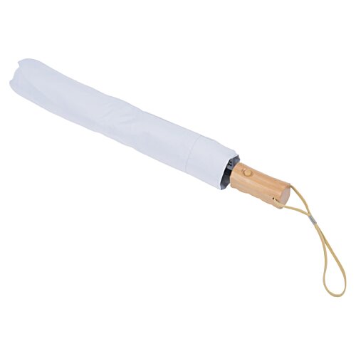 Additional Image 3 - a white umbrella with a wooden handle