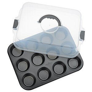 Additional Image 2 - a black and grey muffin pan
