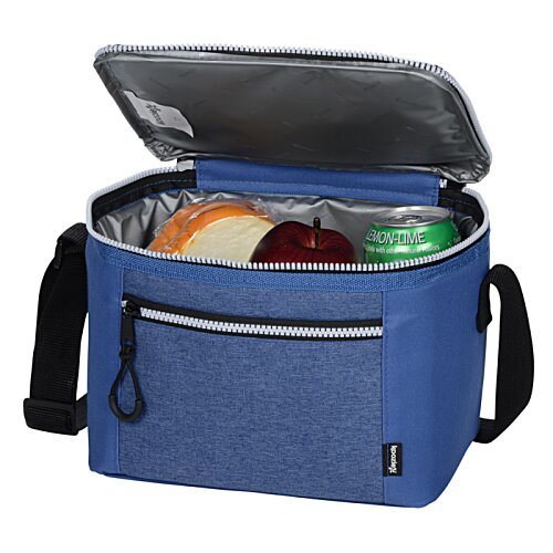 Additional Image 2 - a blue cooler bag with a black handle