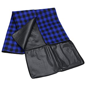 Additional Image 3 - a blue and black plaid with black leather