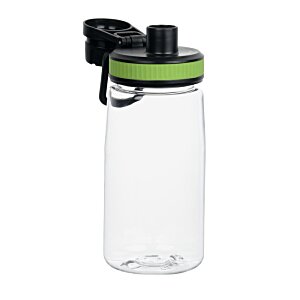 Additional Image 2 - a clear plastic water bottle with a green lid