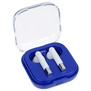 Additional Image 5 - a blue and white ear buds in a blue case