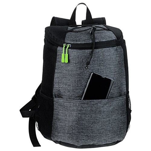 Additional Image 4 - a grey backpack with a green tag