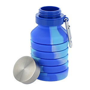 Additional Image 1 - a blue water bottle with a silver cap