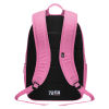 a black backpack with pink straps
