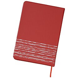 a red book with a bookmark