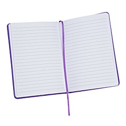 a white paper with purple border