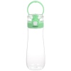 a water bottle with a green lid