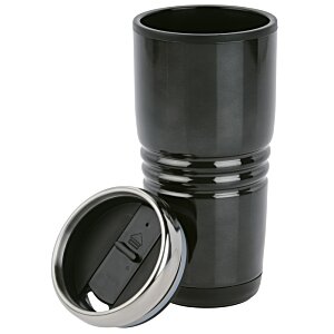 Additional Image 1 - a black cup with silver trim