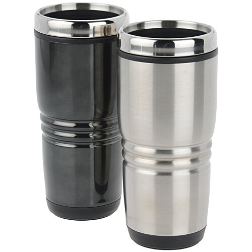 Additional Image 2 - two black and silver tumblers