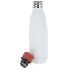 a white bottle with a red cap
