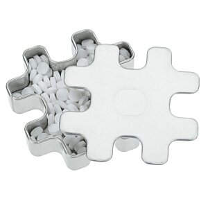 Additional Image 1 - a white puzzle piece with a silver edge