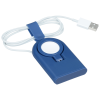 a blue usb device with a white cord