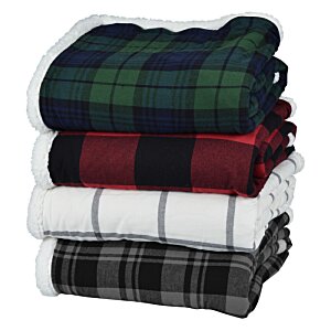 Additional Image 2 - a stack of plaid blankets