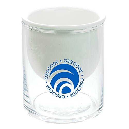 Additional Image 1 - a clear glass with a blue logo